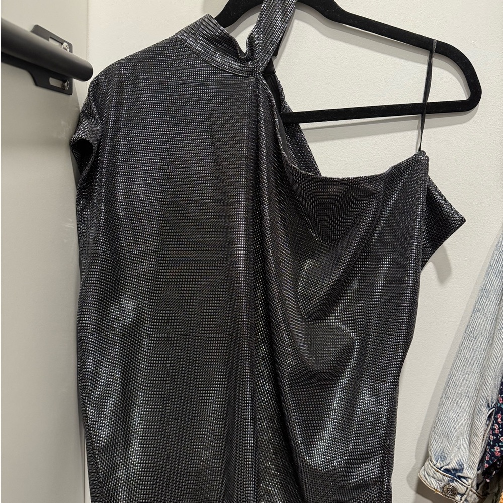 Sanctuary one shoulder metallic top